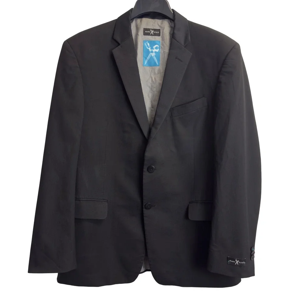 Marc Ecko Cut & Sew Mens Black Two Button Blazer Jacket Size 42R Stretch